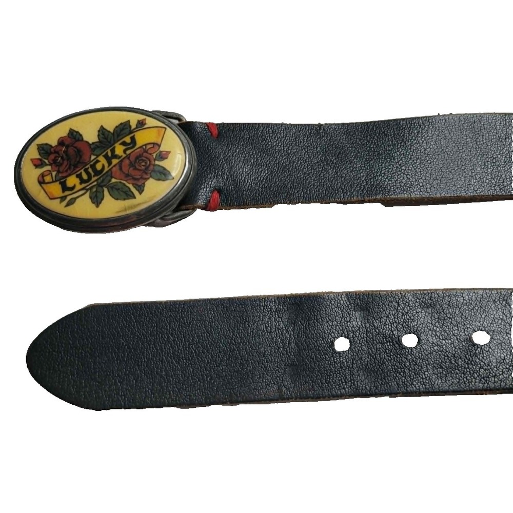 Lucky Brand Brown Leather Belt 34" Length Solid‎ Brass Buckle